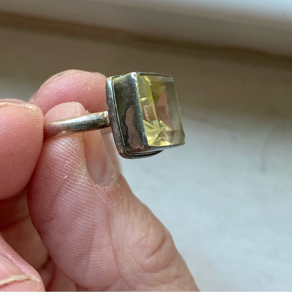 Sterling Yellow Stone Ring - image 4